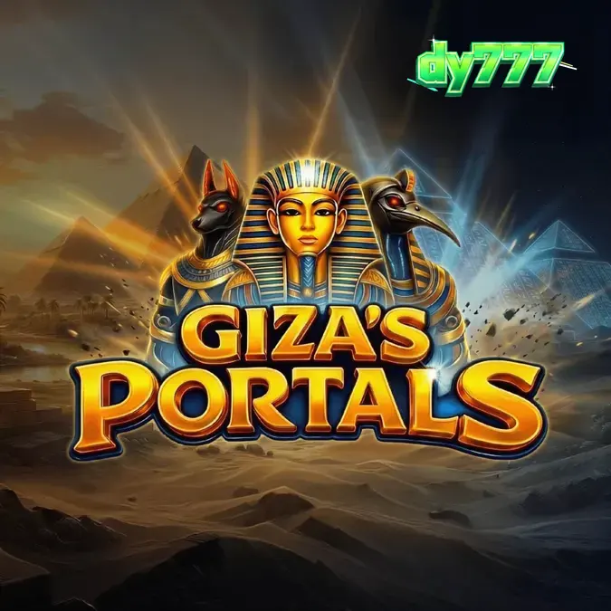 Pemandangan kuil kuno dengan gulungan slot Giza’s Portals yang megah