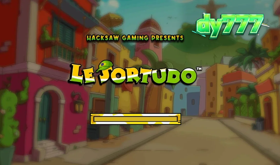 Karakter Smokey si rakun dalam slot Le Sortudo dengan latar belakang jalanan Brasil yang ceria.